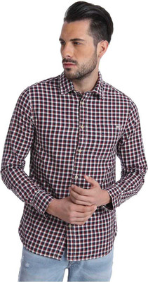 

Jack & Jones Men' Checkered Casual White, Red, Blue Shirt, Total eclipse