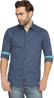 

Breakbounce Men's Printed Casual Blue Shirt, Midnight blue