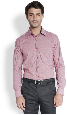 

Park Avenue Men's Checkered Casual Maroon Shirt