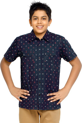 

Kick Start Boys Printed Casual Blue Shirt, Navy