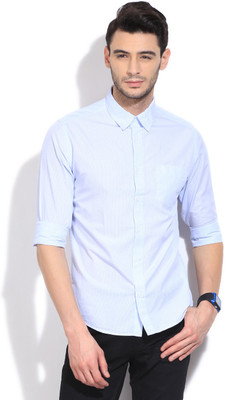 

Global Nomad Men's Striped Casual Blue, White Shirt, Blue stripe