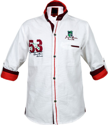

Kidzee Boys Self Design Casual White Shirt