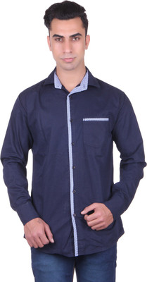 

Cotblend Men's Solid Casual Blue Shirt