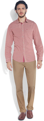 

ColorPlus Men's Checkered Casual Multicolor Shirt, Medium orange