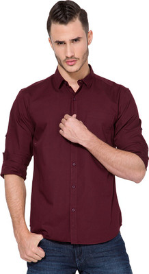 

Highlander Men' Solid Casual Brown Shirt, Coffee