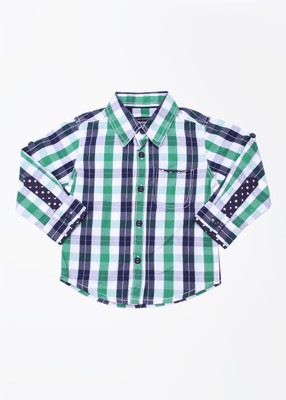 

NautiNati Baby Boys Checkered Casual Multicolor Shirt, Navy-green