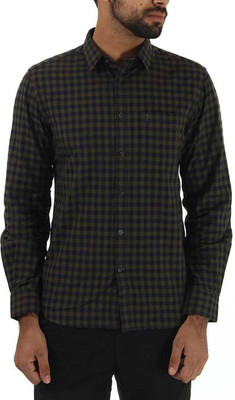 

Indian Terrain Men's Checkered Casual Green Shirt, Olive