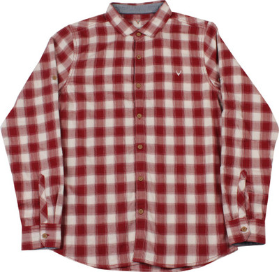 

Allen Solly Junior Boys Checkered Casual Maroon Shirt, White