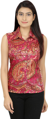 

Eves Pret A Porter Women' Printed Casual Pink Shirt, Modest pink