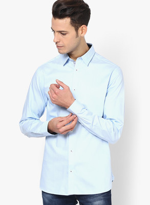 

Jack & Jones Men's Solid Casual Light Blue Shirt, Cashmere blue