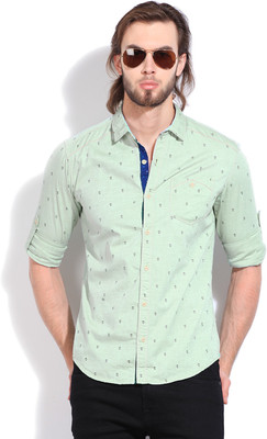 

The Indian Garage Co. Men's Printed Casual Green Shirt