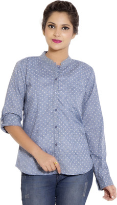 

Goodwill Impex Women's Polka Print Casual Blue Shirt