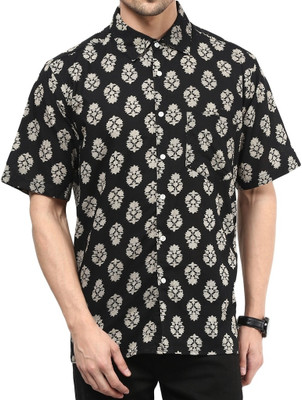 

Vivid India Men's Printed Casual Black Shirt