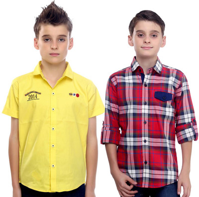 

MashUp Boy's Checkered Lounge Wear Multicolor Shirt(Pack of 2