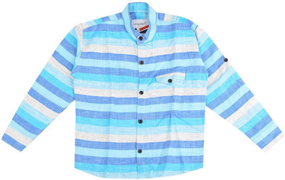 

Little Man Boy's Striped Casual Multicolor Shirt, Blue