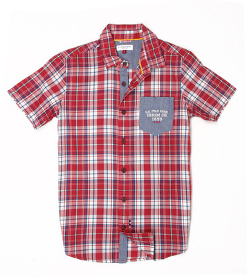 US Polo Kids Boys Checkered Casual Red Shirt available at flipkart for Rs.649