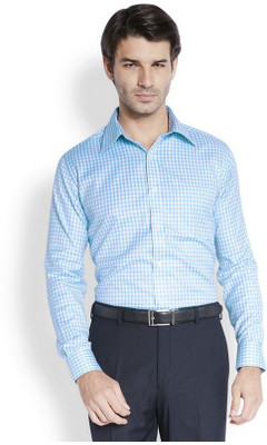 

Park Avenue Men's Checkered Casual Blue Shirt