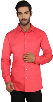 

Macoro Men's Checkered Casual Pink Shirt, Peach