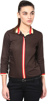 

Dazzio Women's Solid Formal Brown, Red Shirt