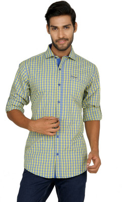 

Macoro Men's Checkered Casual Yellow Shirt