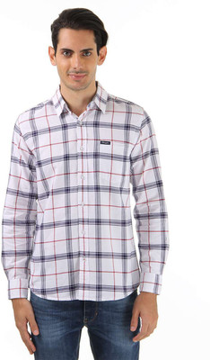 

Wrangler Men's Checkered Casual White, Red Shirt, Navy