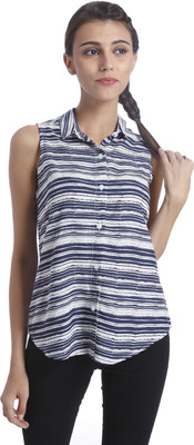 

Only Women's Striped Casual Red Shirt, Egret