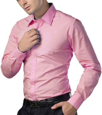 

FabTag - Being Fab Men's Solid Casual Pink Shirt, Baby pink