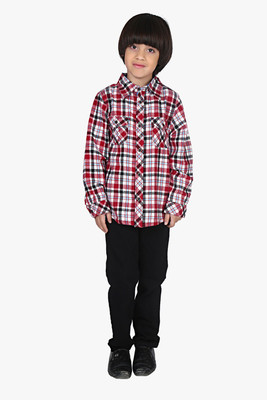 

Beebay Boys Checkered Casual Maroon Shirt, Maroon check