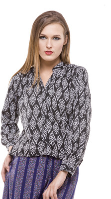 

FabTag - Being Fab Women' Geometric Print Casual Black Shirt