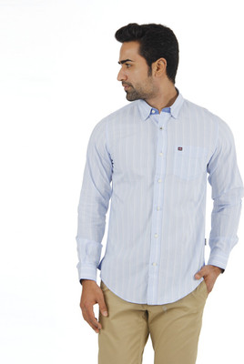 

London Fog Men' Striped Casual Light Blue Shirt, Sky