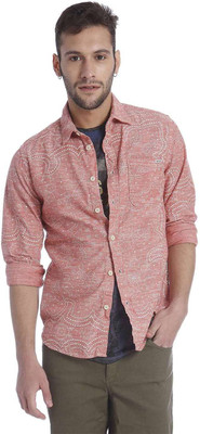 

Jack & Jones Men' Printed Casual Pink Shirt, Tabasco