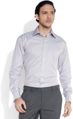 

ColorPlus Men's Striped Casual Brown Shirt, Medium brown