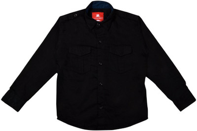 

Little Man Boys Solid Casual Shirt, Black