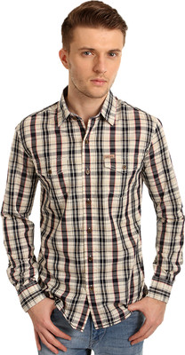 

Flying Machine Men's Checkered Casual Multicolor Shirt, Ivory