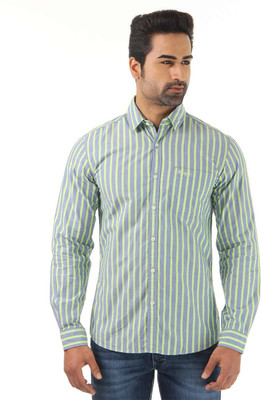 

Wrangler Men's Striped Casual Green Shirt
