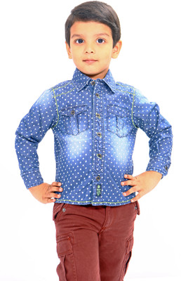 

Bio Kid Boys Polka Print Casual Blue Shirt, Navy