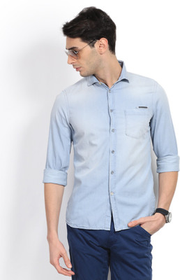 

GAS Men's Solid Casual Blue Shirt, Wy51