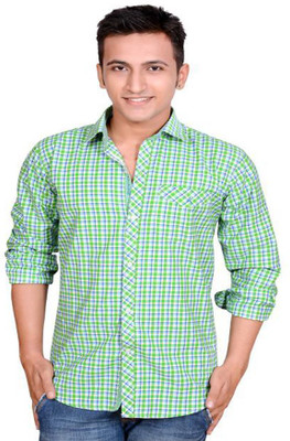 

Anry Men's Solid Casual Green Shirt
