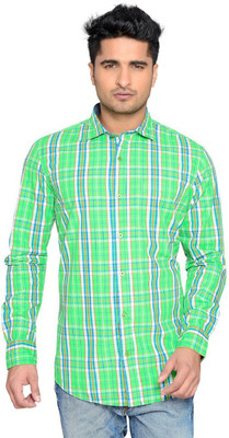 

Thinc Men' Checkered Casual Green Shirt, Lime green;orange