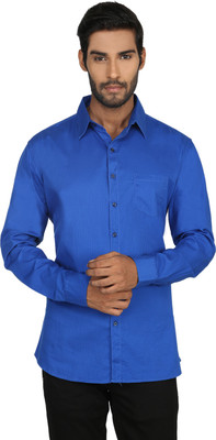 

Macoro Men's Checkered Casual Semi Spread Collar Shirt, Blue