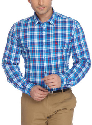 

Parx Men's Checkered Formal Blue Shirt