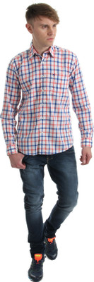 

Wrangler Men's Checkered Casual Multicolor Shirt, Peach