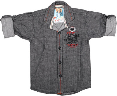 

Kidzee Boys Solid Casual Banded Collar Shirt, Black