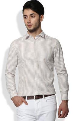 

Brooklyn Blues Men's Striped Casual White Shirt