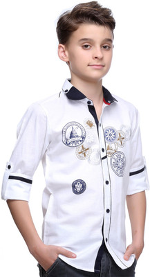 

MashUp Boys Graphic Print Casual White Shirt
