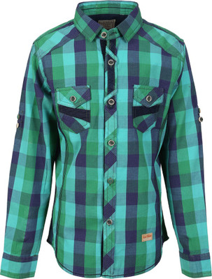 

Lilliput Boy's Self Design Casual Green Shirt