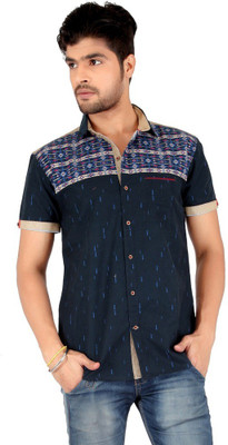 

Carbone Men's Printed Casual Dark Blue Shirt, Navyblue