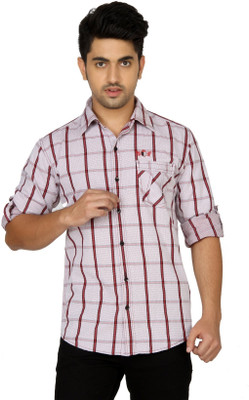 

Macoro Men's Checkered Casual Red Shirt