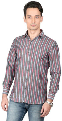 

Zido Men's Striped Casual Black Shirt