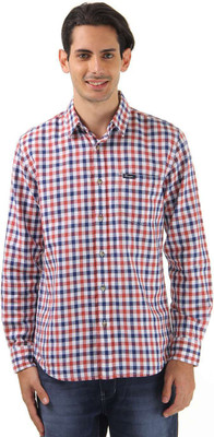 

Wrangler Men's Checkered Casual Red, Blue Shirt, Rust